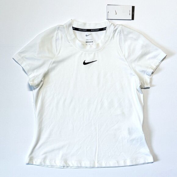 Nike Court Tennis T-Shirt White Dri-Fit Top DQ7407-100 White Women’s Size S NWT - Picture 1 of 3